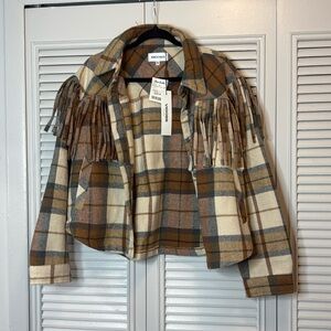 Vigoss women’s crop fringe jacket size XL
